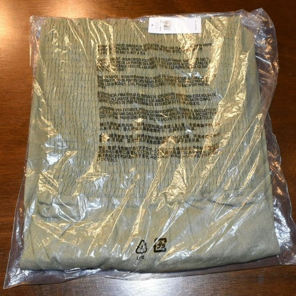 GAP Women's Smocked Bodice Shoulder Tie Midi Dress Olive Green Size 16-18 XL - Picture 6 of 8